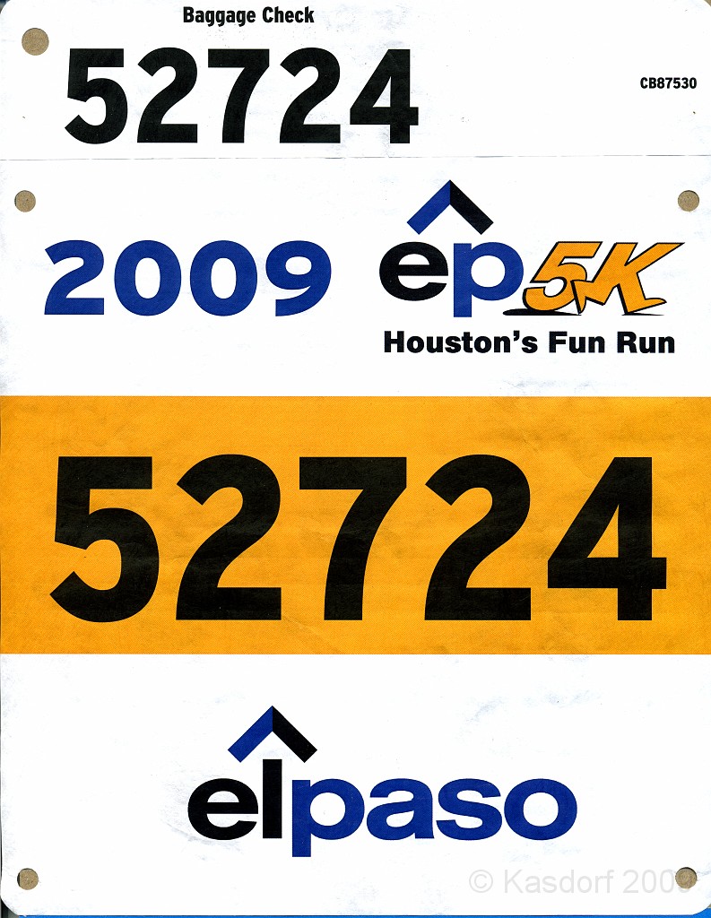 Houston ep5K 2009 0290.jpg - The official bib number was picked up and ready to go!